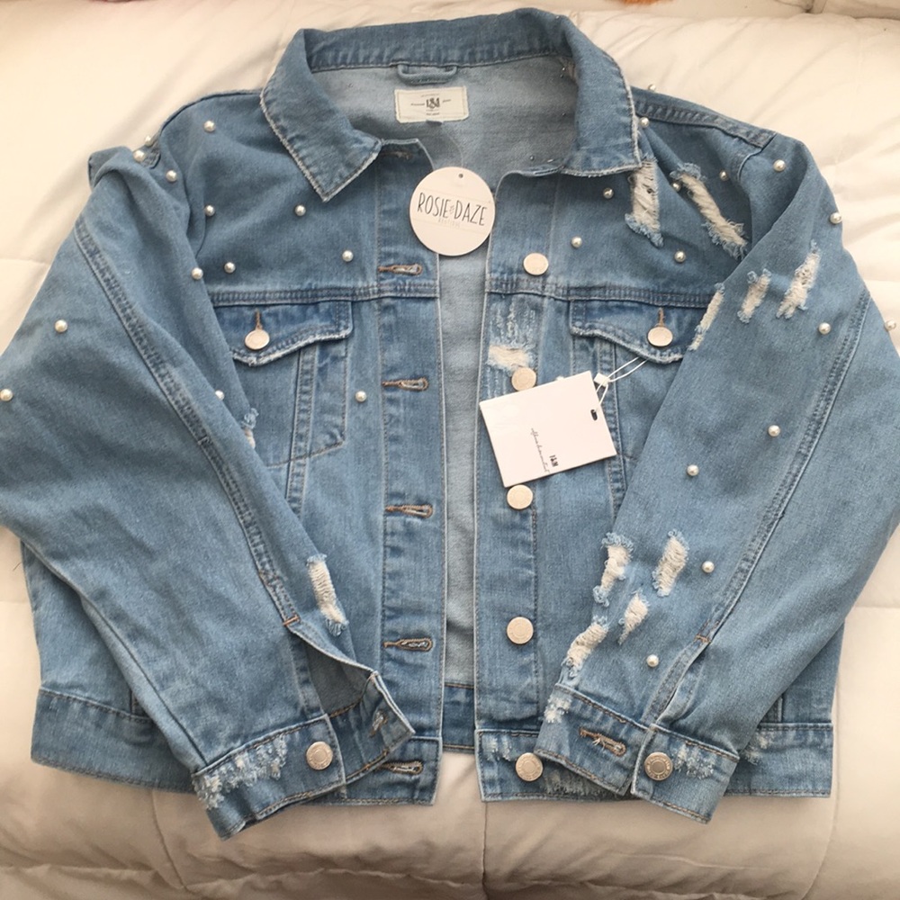 Pearl ripped denim jacket